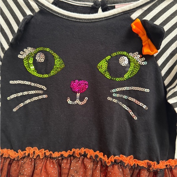 Little Lass 3T Girls Black & Orange Girls Halloween Fall Cat Long Sleeve Top - Picture 3 of 5